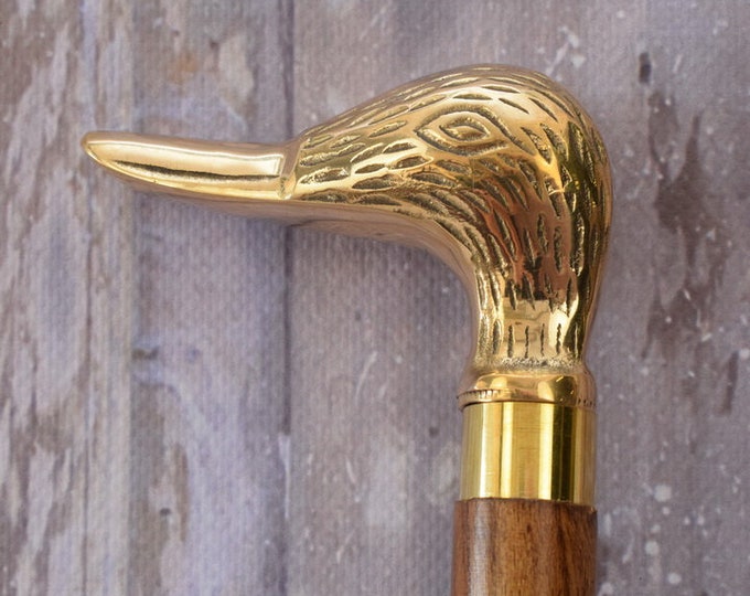 Vintage Brass Shoe Horn – Duck Head Wooden Handle, Home Decor