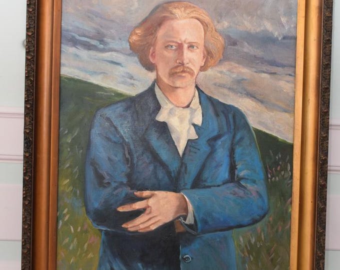 Antique Painting - Composer Ignacy Jan Paderewski - Old Painting on Canvas - Exclusive Gift for Polish Patriots - Wall Home Decor