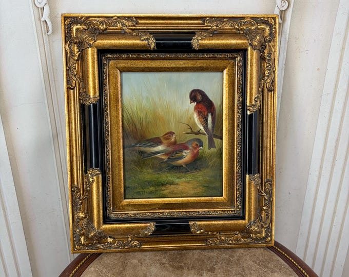 Birds on Branch Painting - Golden Frame Wall Decor
