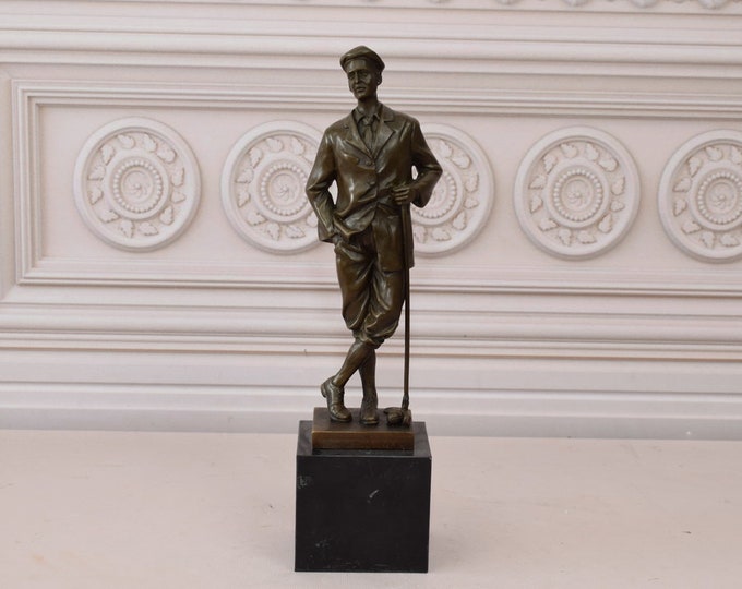 Golfer Men Golf Trophy Figurine Bronze - Sculpture Golfer - Luxury Gift for Golfer  - Home Decor - Gift for Birthday, Collector Item
