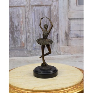 Young Ballerina Bronze Statue on Marble Base - Dancer in Dress Sculpture  - Dance Trophy - Dancing Woman - Home Decor - Gift Idea