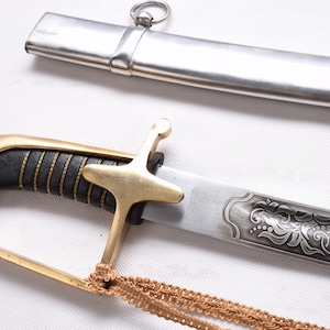 Polish Officer Saber - Polished Brass - Poland Saber Cavalry Officer with Scabbard - Military Gift - Home Decor - Bog Honor Ojczyzna