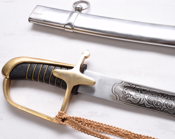 Polish Officer Saber - Polished Brass - Poland Saber Cavalry Officer with Scabbard - Military Gift - Home Decor - Bog Honor Ojczyzna