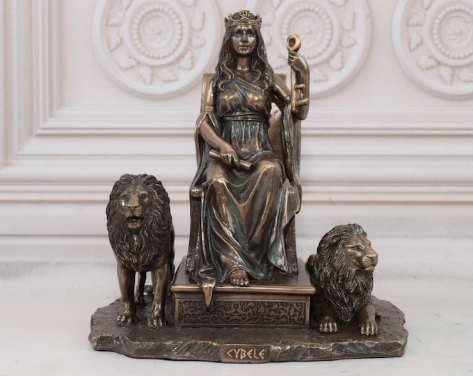 Cybeles Bronze Statue - Goddess of Fertility - Woman with Lions - Mythology Statue - Vintage Sculpture - Home and Office Decor - Gift Idea