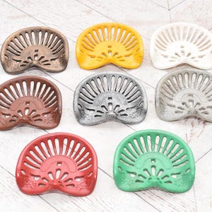 Set of 8 Cast Iron Mini Tractor Seats – Farm Implement Chair Collectibles – Vintage Farmer Gift Idea – Rustic Country Decor