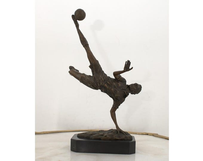 Soccer Player Bronze Statue on Marble Base - Football Man Bronze Figurine - Soccer Sport Statue - Home Decor - Gift for Footbal Player