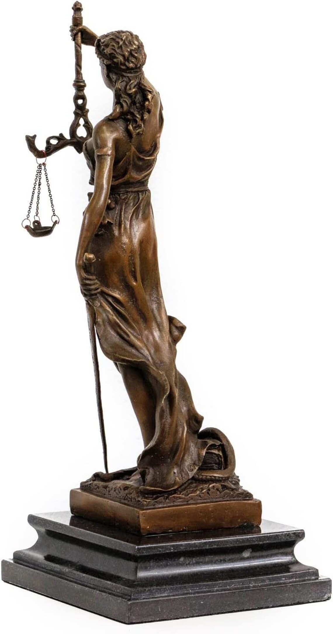 Bronze Sculpture Lady Justice Figurine on Marble Base Signed Etsy