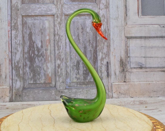 Large Amazing Green Swan Murano Statue - Murano Style Sculpture - Amazing Figurine from Venetian - Italy Product - Home Decor