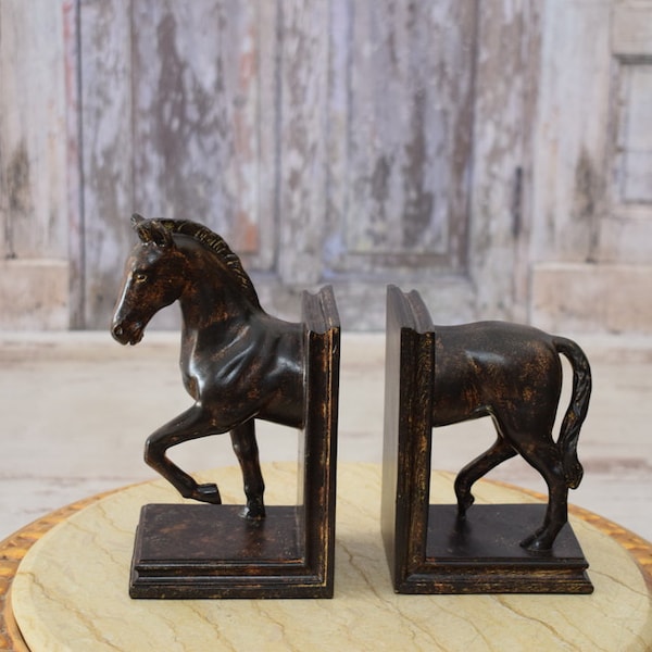 Horse Shaped Bookends - Home Decor Figurine of Horse - Two Sculptures Set - Library Room Decoration - Gift For Horse Lover - Gift Idea