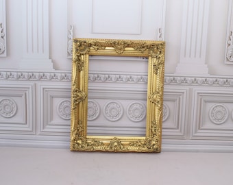 Handmade Gold Wooden Painting Frame: Wall Art Decor (21.85x17.91 inches)