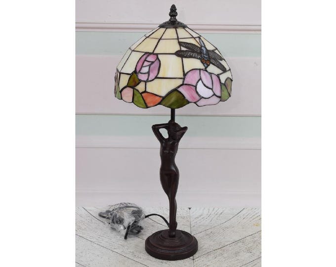 Tiffany Lamp - Art Nouveau Female Nude - Stained Glass Vintage Lighting - Elegant Home Office Decor & Unique Gift Idea