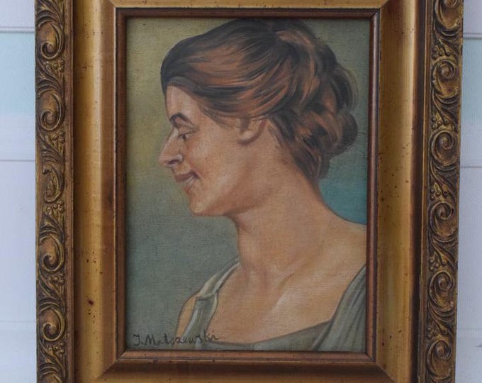 Antique Painting Portrait Woman - Unique Frame - Malczewski Art - Polish Painting Wall Art Decor - Home Decor - Gift Idea from Poland