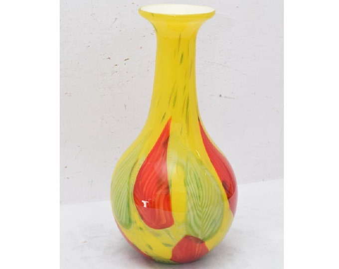 Vase Yellow and Orange Murano Style - Elegant Vase Gift Italian Venetian Product - Glass Vase