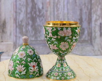 Very Large Silver Egg - Enamel and Gilded Egg - Antique Silver Art Work - Imperial Russia - Tsar Egg Russia - Collector Item