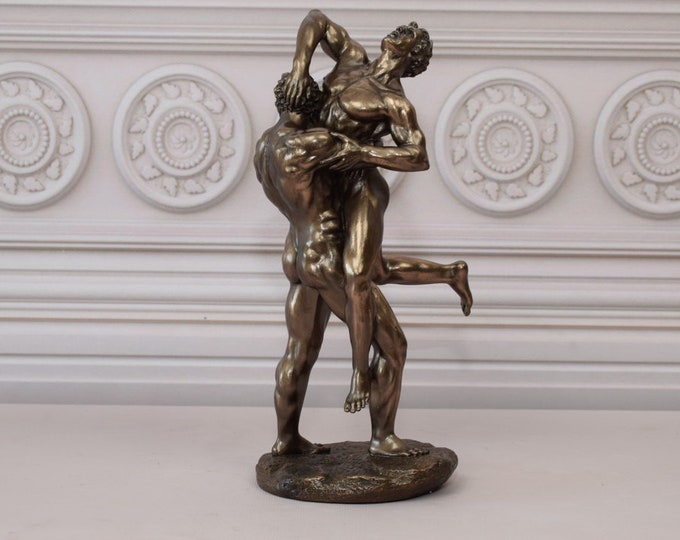 Hercules and Heracles - Greek Divine Hero - Wrestlers Statue - Fighting Man - Handmade Statue - Gift for Birthday - Home Decor - Gift Idea