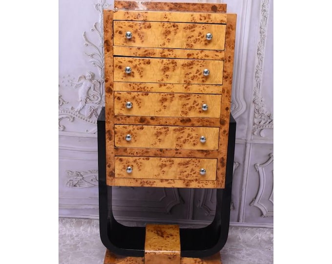 Art Deco Stand Commode: 5-Drawer Wardrobe Bookcase