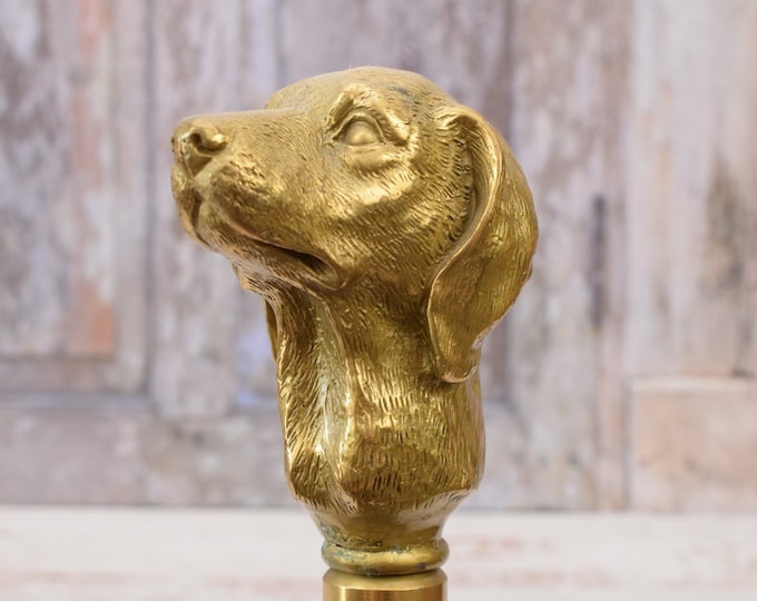 Vintage Greyhound Dog Walking Stick – Gilded Bronze Handle Cane
