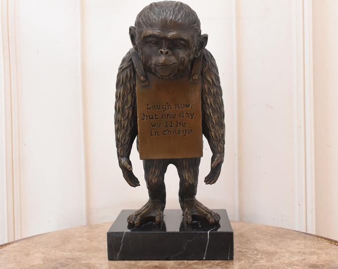 Monkey Figure “Laugh Now” – Banksy Style -  Modern Bronze Sculpture – Contemporary Street Art Style