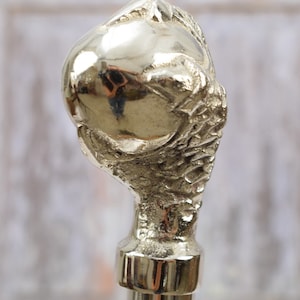 Eagle Claw Walking Stick - Silver Aluminum Cane, Wooden Shaft (92 cm)