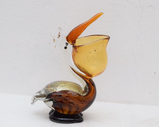 Pelican murano style - murano figurine - glass nice gift Italian Venetian glass statue - vintage pelican