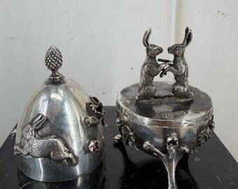 Tsar Silver Egg - Two Boxing Hares - Silver 84 Imperial Russia - Egg Old Silver Tsar Russia - Hunter Silver - Gift Idea Sterling Silver