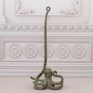 Divertente porta rotolo di carta igienica in ghisa - Figura di polpo vintage - Porta rotolo di carta igienica - Stile rustico da bagno - Decorazione per la casa