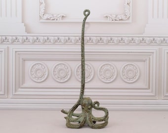 Porte-rouleau de papier toilette drôle en fonte - Figurine de pieuvre vintage - Porte-rouleau de papier toilette - Style usine rustique de salle de bain - Décoration d&#39;intérieur