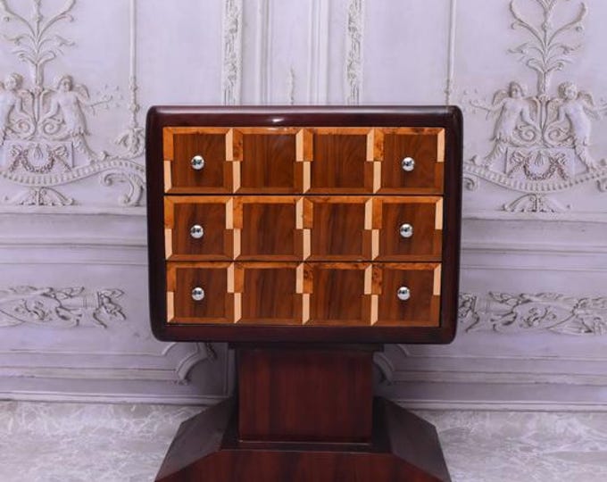 Art Deco Stand Commode: 3-Drawer Wardrobe Bookcase