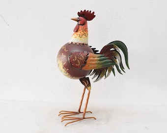 Iron Rooster Colorful Figurine  Figure Sculpture Gift Idea  Art   Looks Like Real!