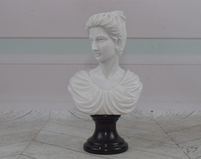 Unique Marble Bust of Woman - Camellia Lady Marble Pedestal - Mythological Sculpture - Marble Art Deco - Exclusive Gift Idea