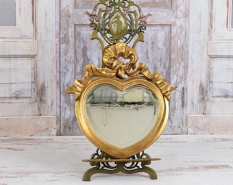 Amazing Mirror Hearth - Goldene Crystal Mirror - Mirror Heart Design - Art Deco Style - Gift for Lovers - Home Garden Decor - Art Work