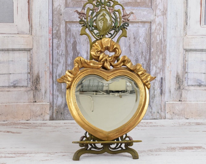 Amazing Mirror Hearth - Goldene Crystal Mirror - Mirror Heart Design - Art Deco Style - Gift for Lovers - Home Garden Decor - Art Work