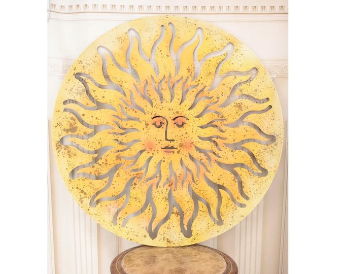 Metal Sun Wall Decor – Vintage Rustic Sunburst Hanging Art
