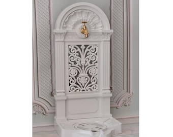 Vintage Aluminum Wall Fountain with Brass Faucet - Garden Patio Decor