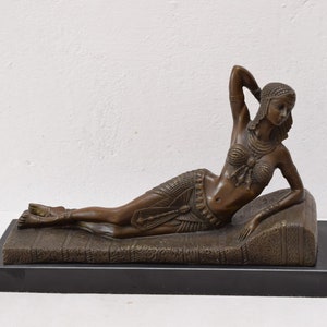 Lying Egyptian Dancer - Bronze Woman Figurine - Sculpture Dancer Art Deco Style - Luxury Gift -