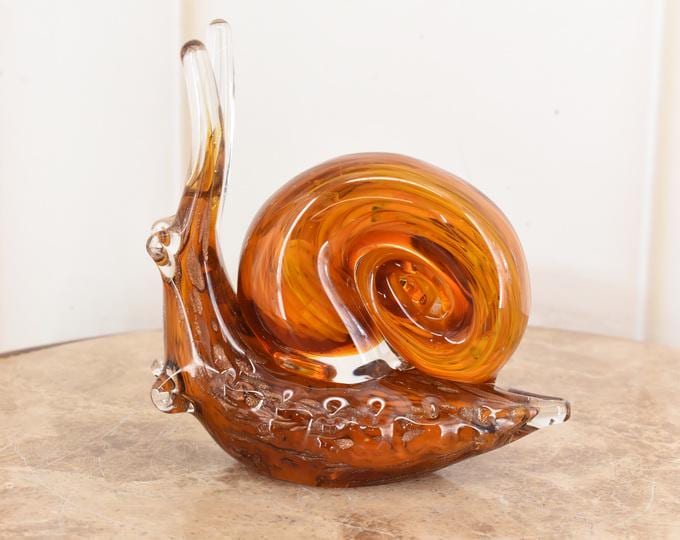 Vintage Murano Style Snail Statue - Venetian Glass Home Decor
