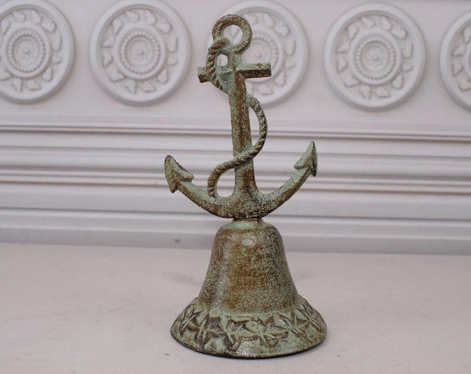 Decorative Vintage Door Bell Anchor - Marine Patina Bell - Cast Iron Bell - Antique Home Decor - Wall Decor Good Gift Idea for Sailor