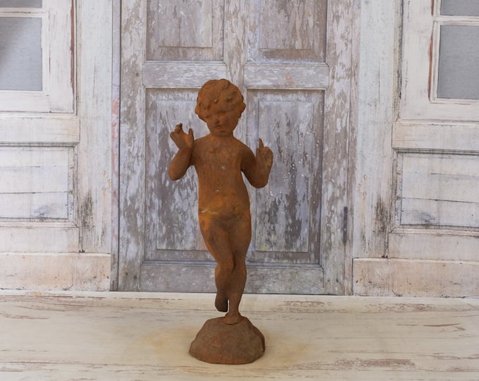Cast Iron Young Boy - Dancing Boy Statue - Rustical Sculpture - Home and Garden Decoration - Housewarming Gift Idea - Regency Decor