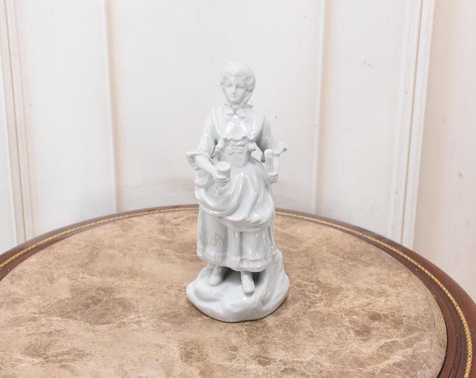 Antique Meissen Porcelain Figurine – German Aristocratic Lady – Signed White Porcelain – Luxury European Vintage Decor