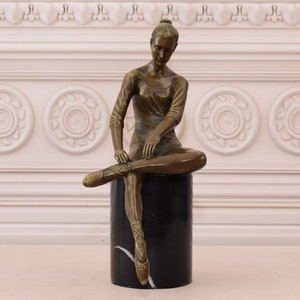 Young Ballerina Bronze Statue on Marble Base - Dancer in Dress Sculpture  - Dance Trophy - Dancing Woman - Home Decor - Gift Idea