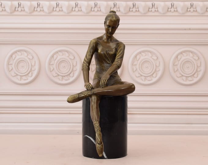 Young Ballerina Bronze Statue on Marble Base - Dancer in Dress Sculpture  - Dance Trophy - Dancing Woman - Home Decor - Gift Idea