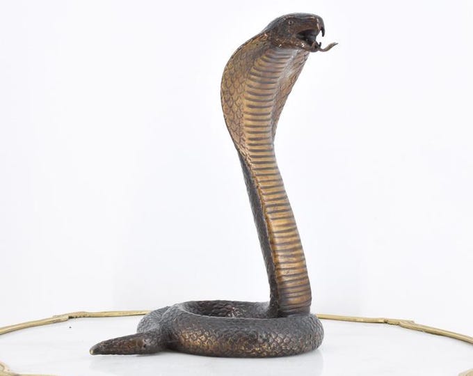 Beautiful Cobra, Snake Bronze Statue, Figurine Snake, Vintage Sculpture, French Statue, Animal Figurine, Snake Gift Idea