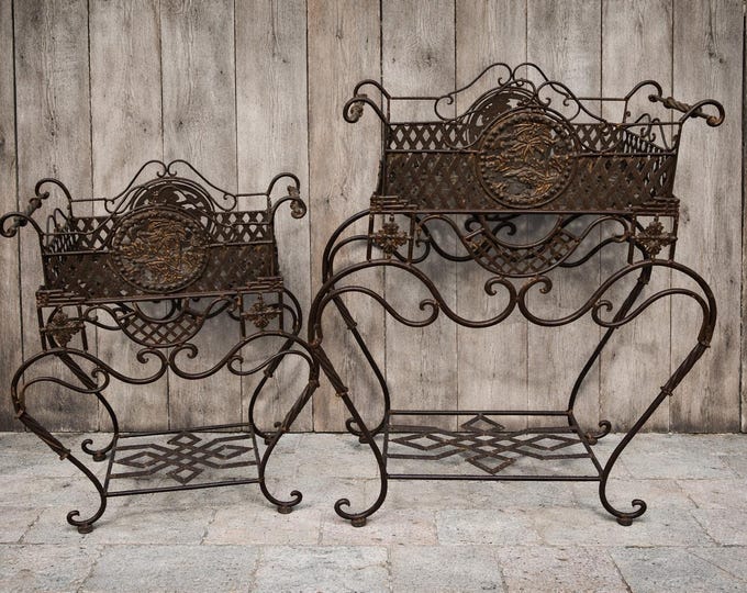 Rustic Brown Flower Tables Set: Garden Plant Stands