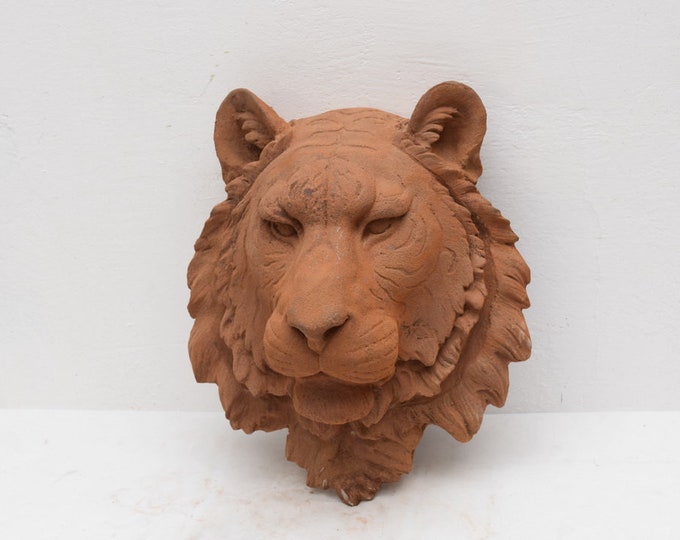 Cast Iron Head Tiger Lion Lions Figurine Figure Gift Vintage  Style