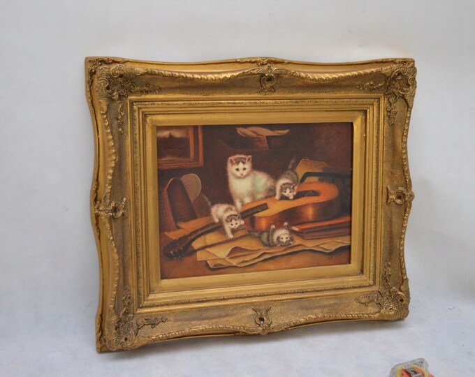 Unique  Painting Nude Woman and Cherub - Painting in Nice Gold Frame - Wall Decor Decor - Church Decor - Gift Idea for Birthday, Wedding