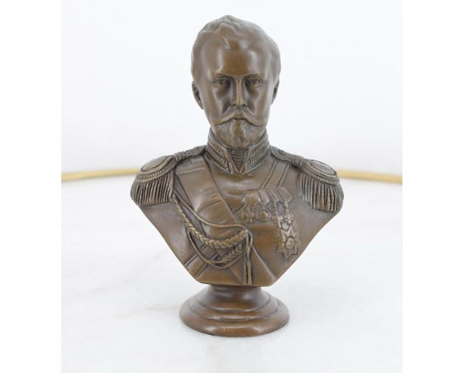 Bronze Sculpture Russian Tsar Nicholas II - Bust Bronze Nikolai II Alexandrovich Romanov - Military Gift  - Home Decor - Nicholas II Vintage
