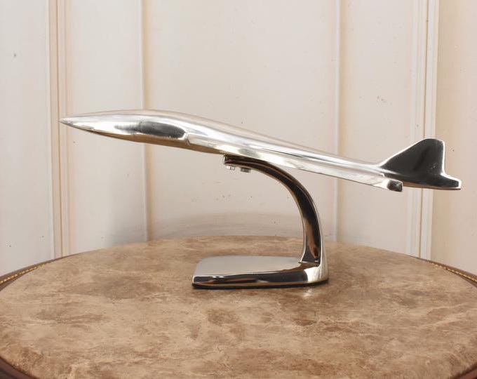 Aluminum Model Aircraft = Concorde Airplane = Classic Silver Model = Gift Idea for Pilot = Desk Plane = Old School - Home Decor