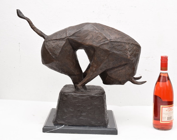 Amazing Big Statue Abstract Bull - Modernist Bronze Sculpture Bull- Salvadore Dali style bull statue - Taurus Bull Gift Idea