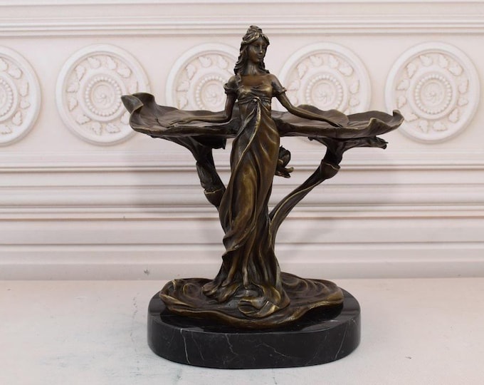 Large Plateau Bronze Act Woman - Exclusive Figurine Bronze Figure - Regency Decor - Home Decor - Gift for Birthday - Vintage Sculpture