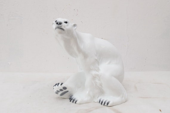 Large Polar Bear White Bear Porcelain Figure Amazing Figurine
